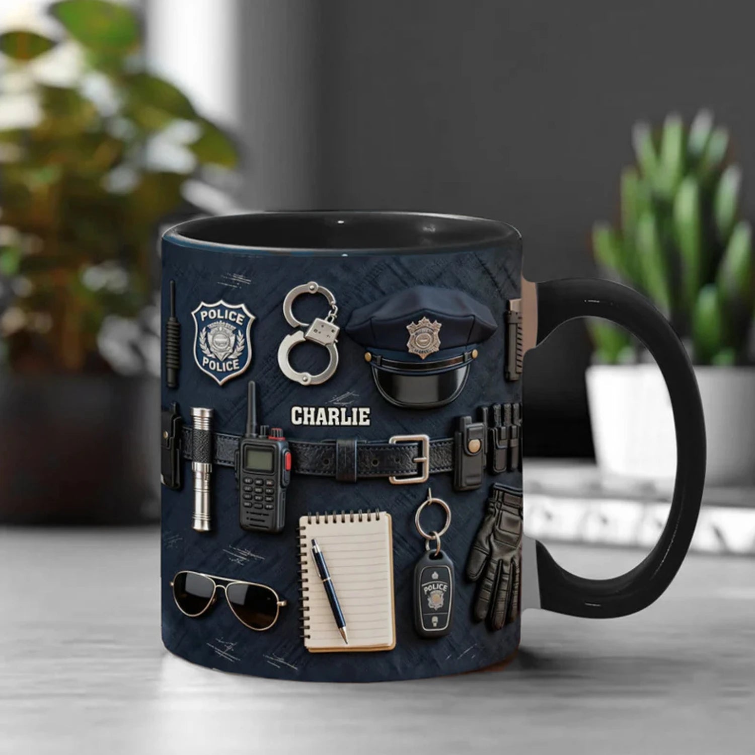 【Police Gift】Custom Name Ceramic Mug with Police Badge Logo - Personalized Officer's Day Present