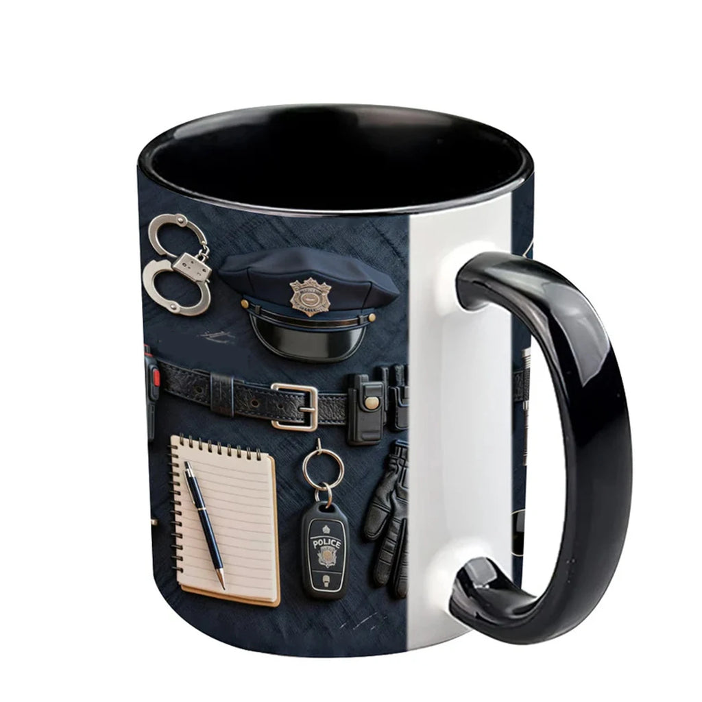 【Police Gift】Custom Name Ceramic Mug with Police Badge Logo - Personalized Officer's Day Present